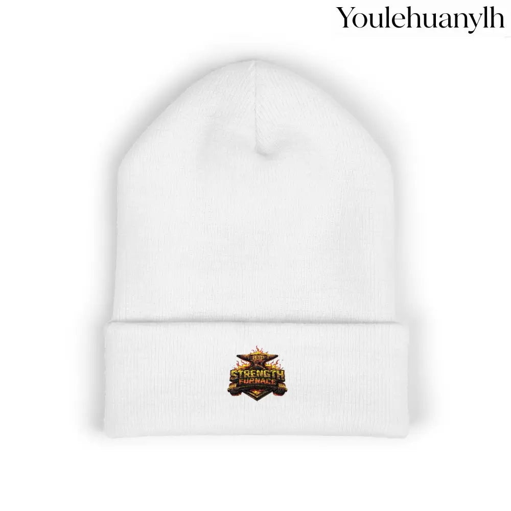 Classic Embroidered Beanie - One size / White - Hats