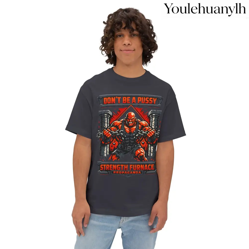 Don’t Be a Pussy | Fight a Tiger Graphic Box Tee - Dark Grey / XS - T-Shirt