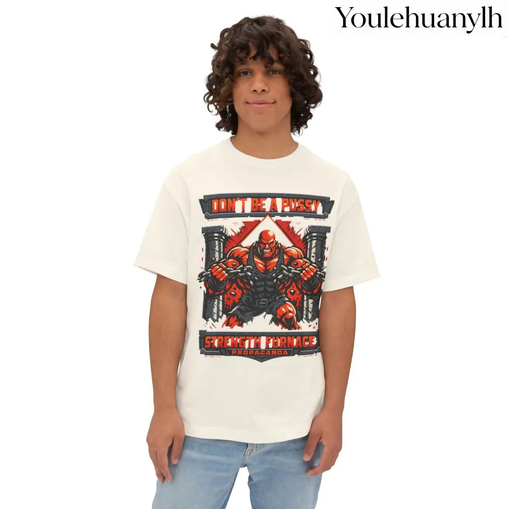 Don’t Be a Pussy | Fight a Tiger Graphic Box Tee - Natural / XS - T-Shirt
