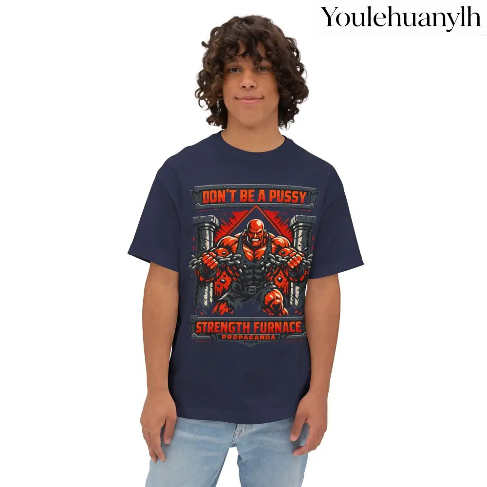 Don’t Be a Pussy | Fight a Tiger Graphic Box Tee - Navy / XS - T-Shirt