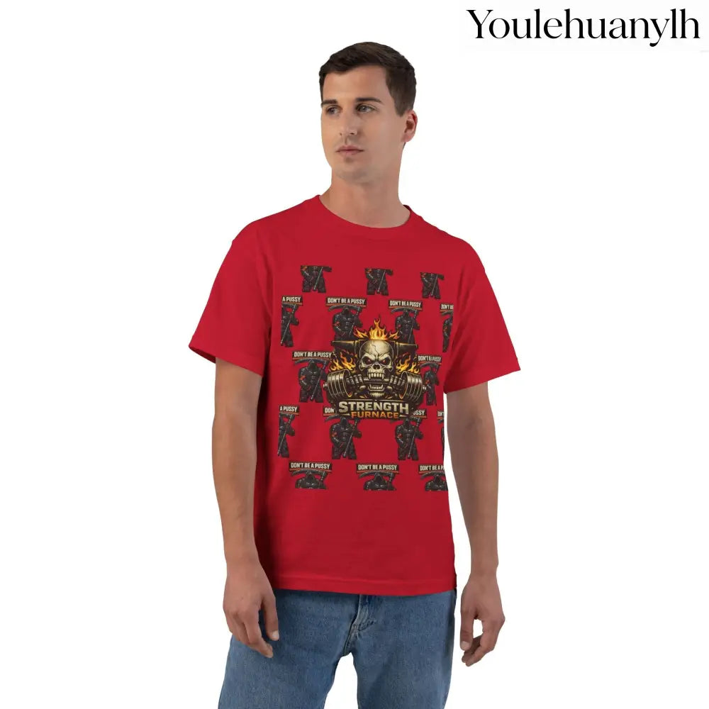 Don’t be a Pussy | Skull Graphic T-Shirt - Deep Red / S - T-Shirt