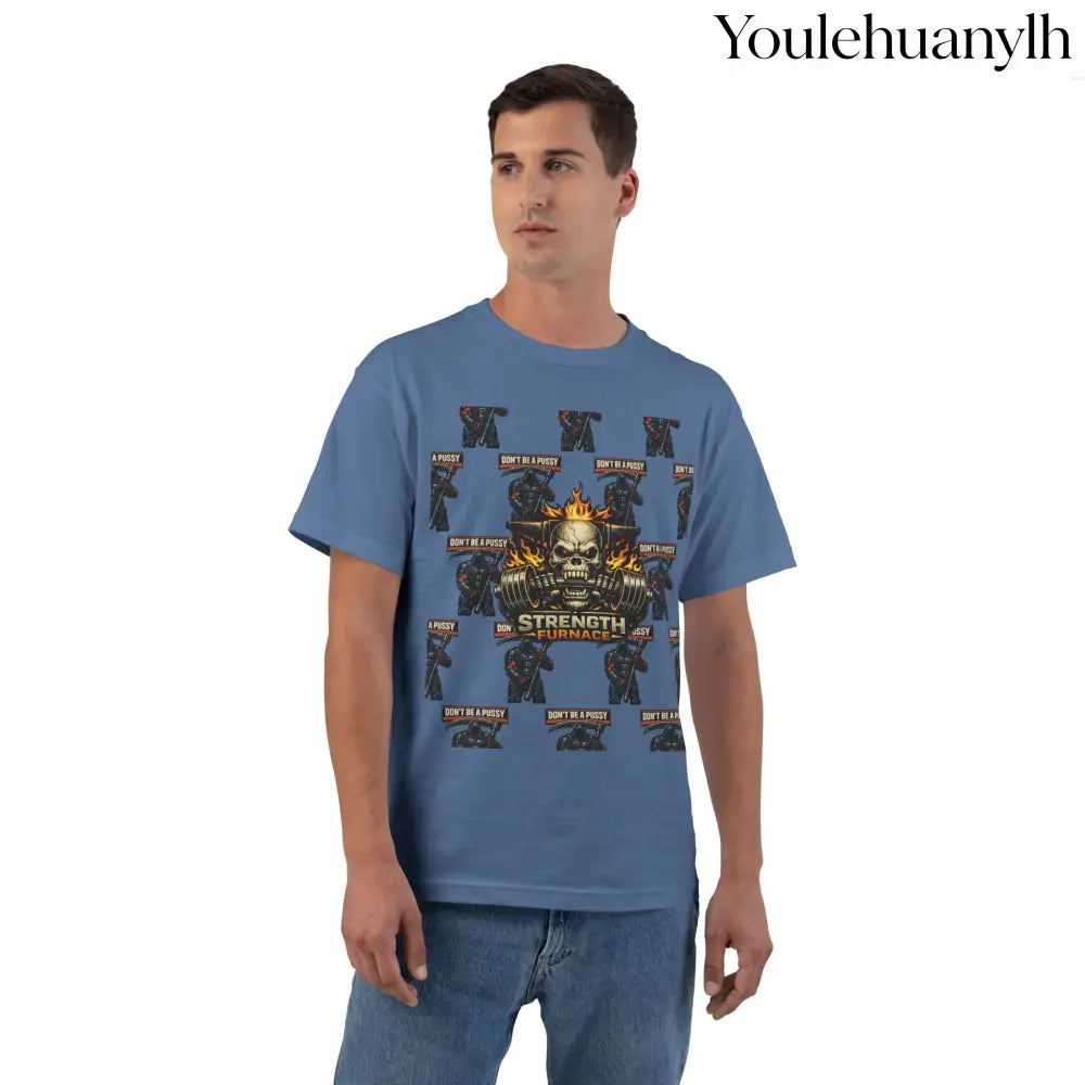 Don’t be a Pussy | Skull Graphic T-Shirt - Denim Blue / S - T-Shirt
