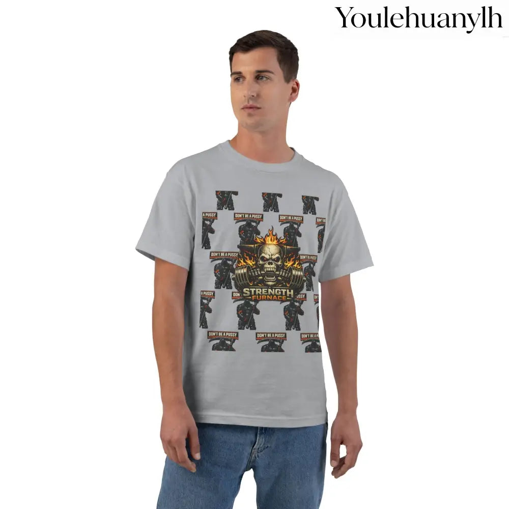 Don’t be a Pussy | Skull Graphic T-Shirt - Light Steel / S - T-Shirt