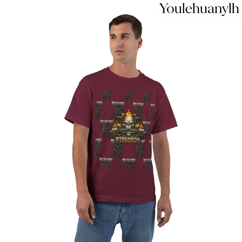 Don’t be a Pussy | Skull Graphic T-Shirt - Maroon / S - T-Shirt