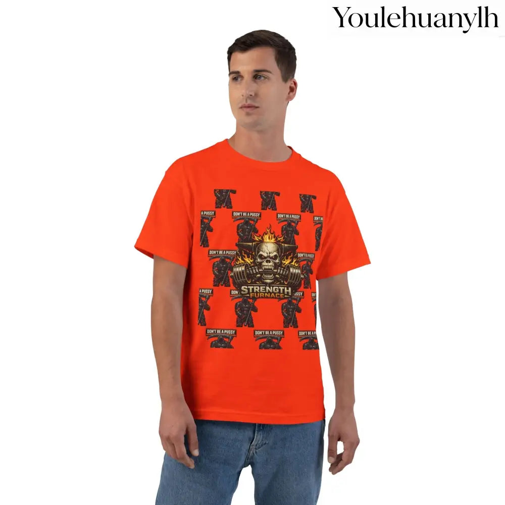 Don’t be a Pussy | Skull Graphic T-Shirt - Orange / S - T-Shirt