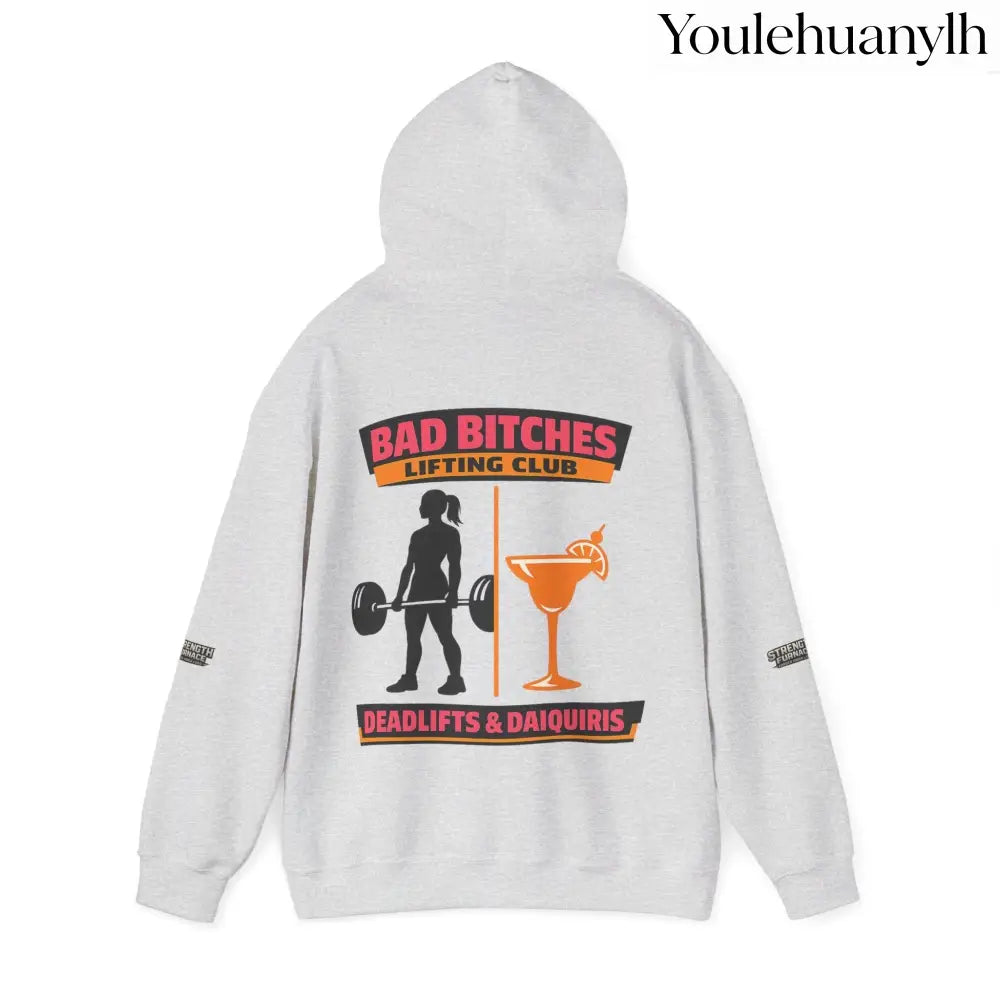 Hoodie, Bad Bitches Lifting Club “Deadlifts & Daiquiris” Weightlifting Hoodie - Hoodie