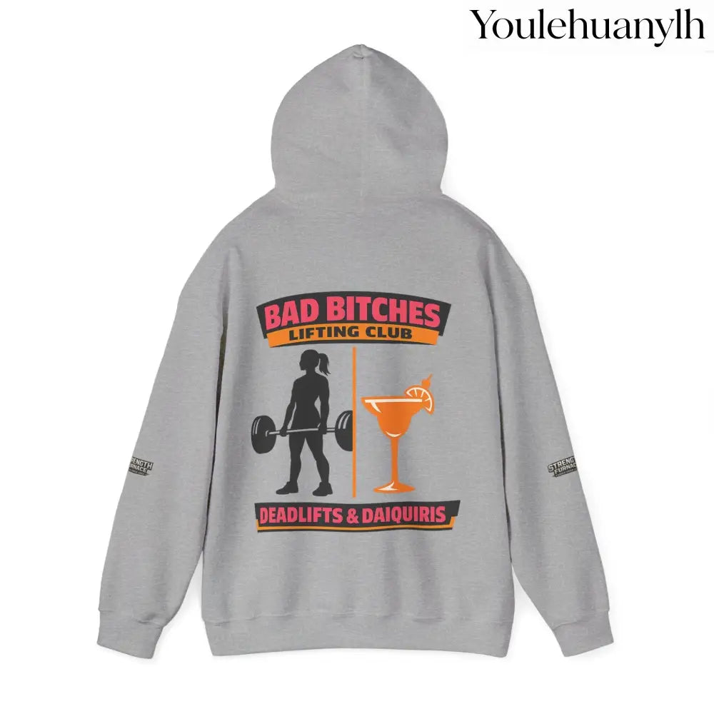 Hoodie, Bad Bitches Lifting Club “Deadlifts & Daiquiris” Weightlifting Hoodie - Hoodie