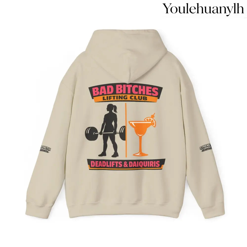 Hoodie, Bad Bitches Lifting Club “Deadlifts & Daiquiris” Weightlifting Hoodie - Hoodie