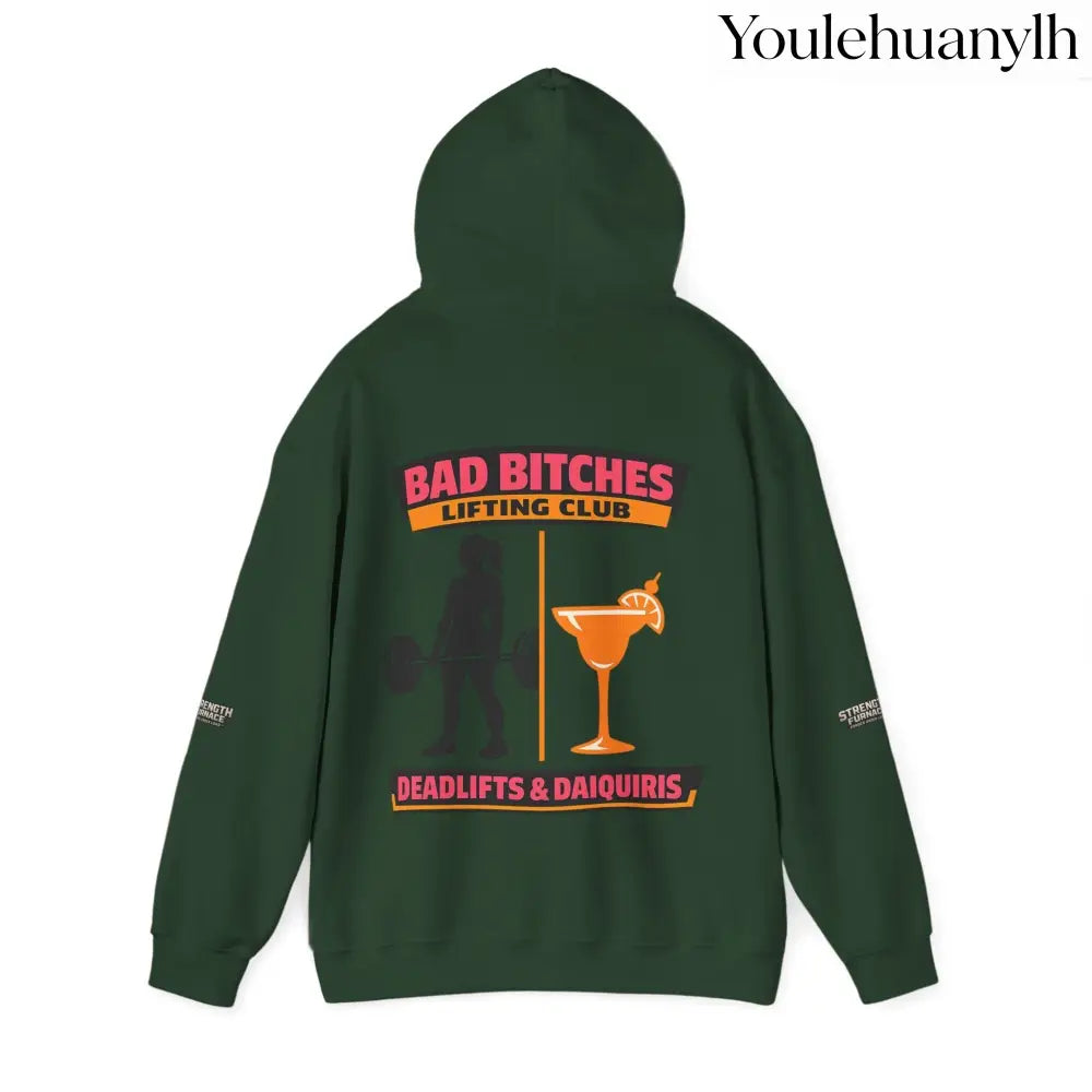Hoodie, Bad Bitches Lifting Club “Deadlifts & Daiquiris” Weightlifting Hoodie - Hoodie
