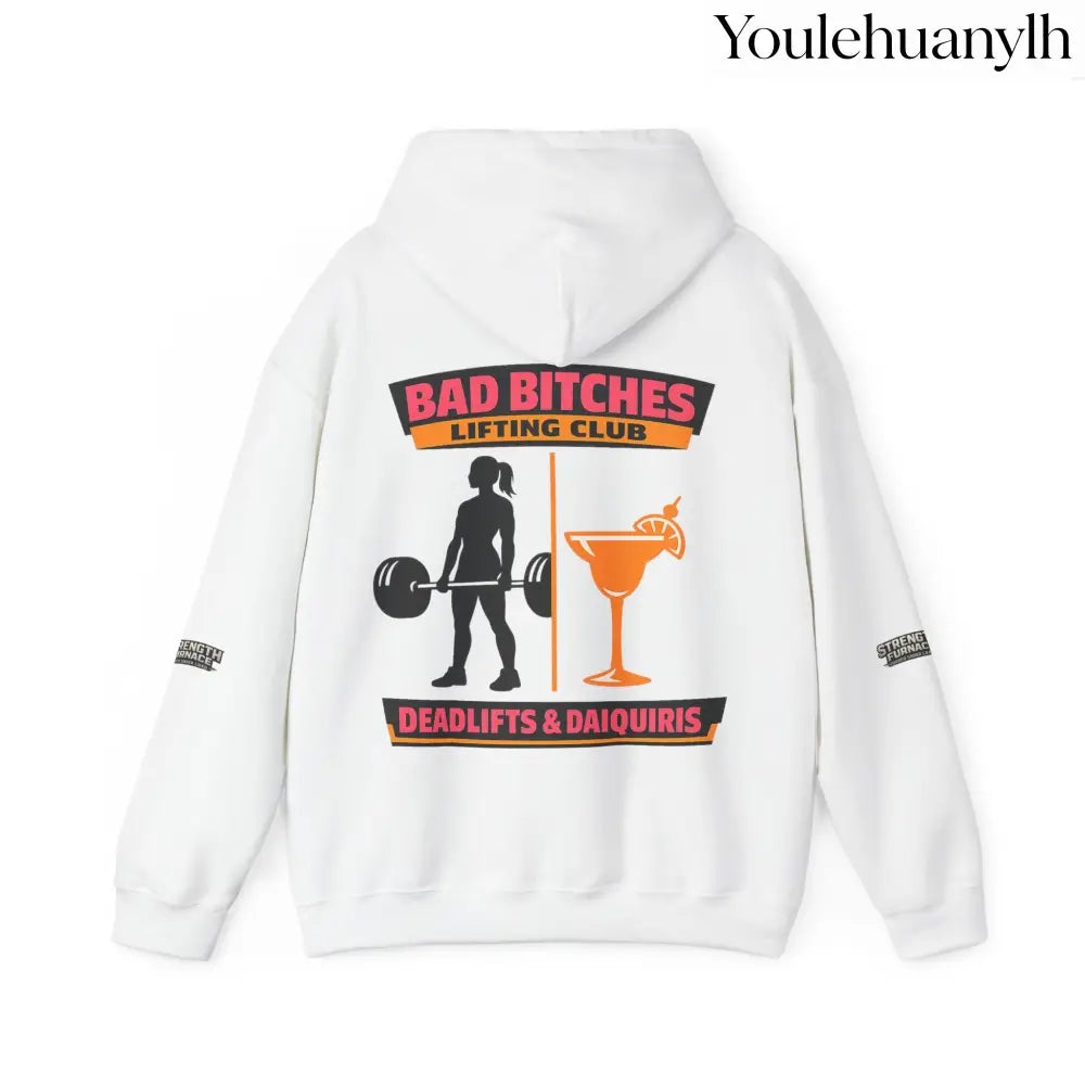 Hoodie, Bad Bitches Lifting Club “Deadlifts & Daiquiris” Weightlifting Hoodie - Hoodie