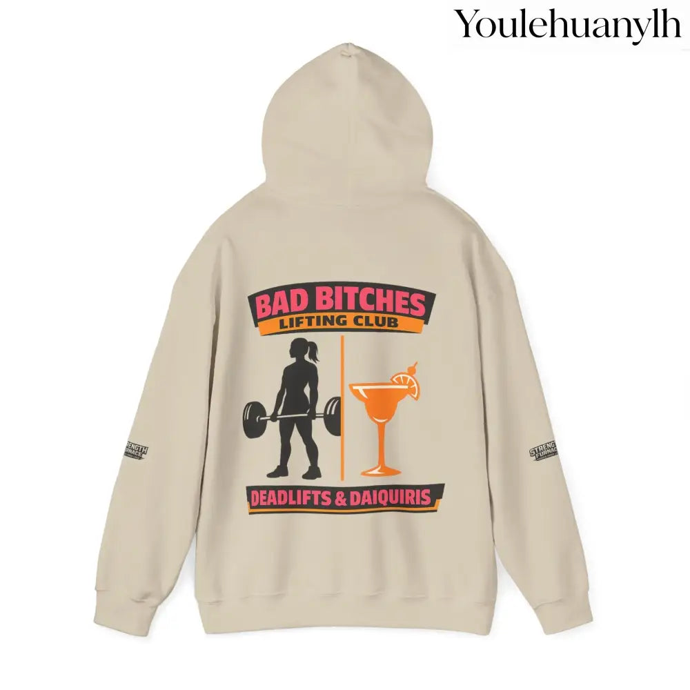 Hoodie, Bad Bitches Lifting Club “Deadlifts & Daiquiris” Weightlifting Hoodie - Hoodie