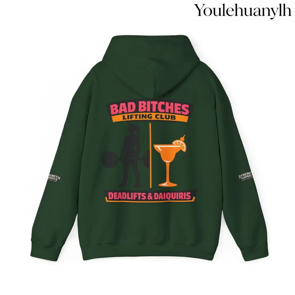 Hoodie, Bad Bitches Lifting Club “Deadlifts & Daiquiris” Weightlifting Hoodie - Hoodie