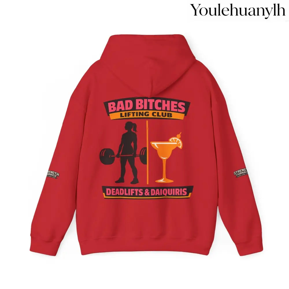 Hoodie, Bad Bitches Lifting Club “Deadlifts & Daiquiris” Weightlifting Hoodie - Hoodie