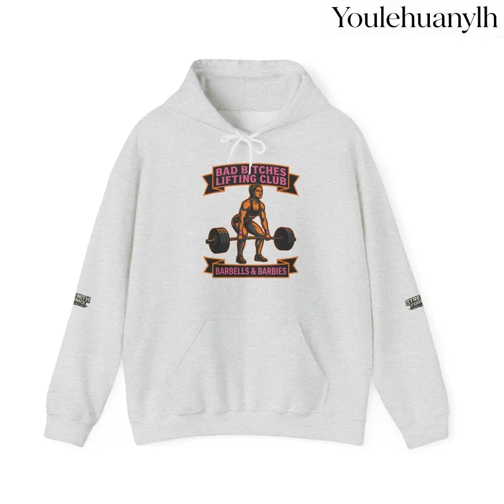 Hoodie, Bad Bitches Lifting Club “Deadlifts & Daiquiris” Weightlifting Hoodie - Ash / S - Hoodie