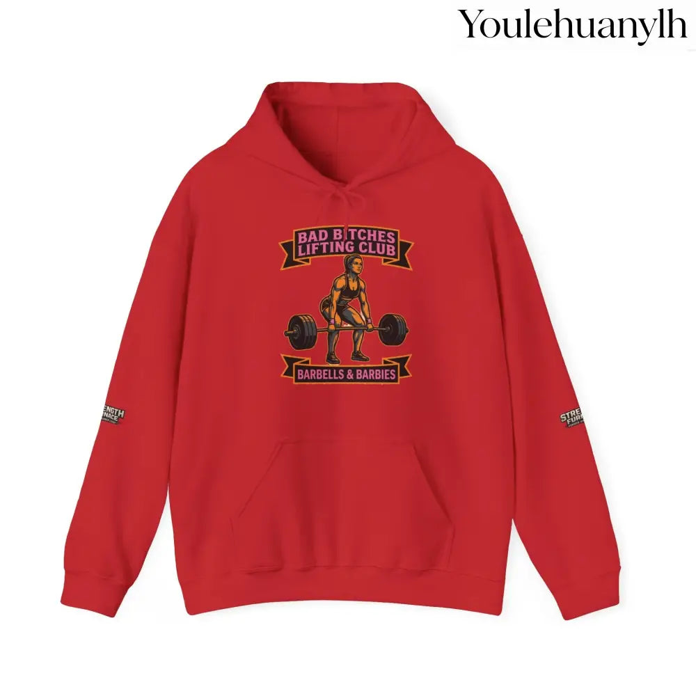 Hoodie, Bad Bitches Lifting Club “Deadlifts & Daiquiris” Weightlifting Hoodie - Red / S - Hoodie