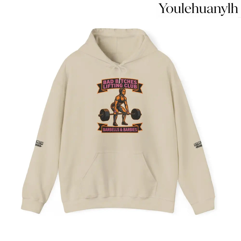 Hoodie, Bad Bitches Lifting Club “Deadlifts & Daiquiris” Weightlifting Hoodie - Sand / S - Hoodie
