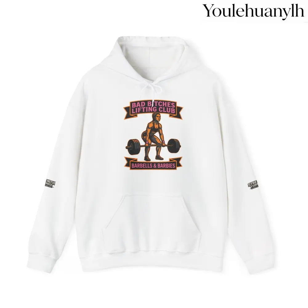 Hoodie, Bad Bitches Lifting Club “Deadlifts & Daiquiris” Weightlifting Hoodie - White / S - Hoodie