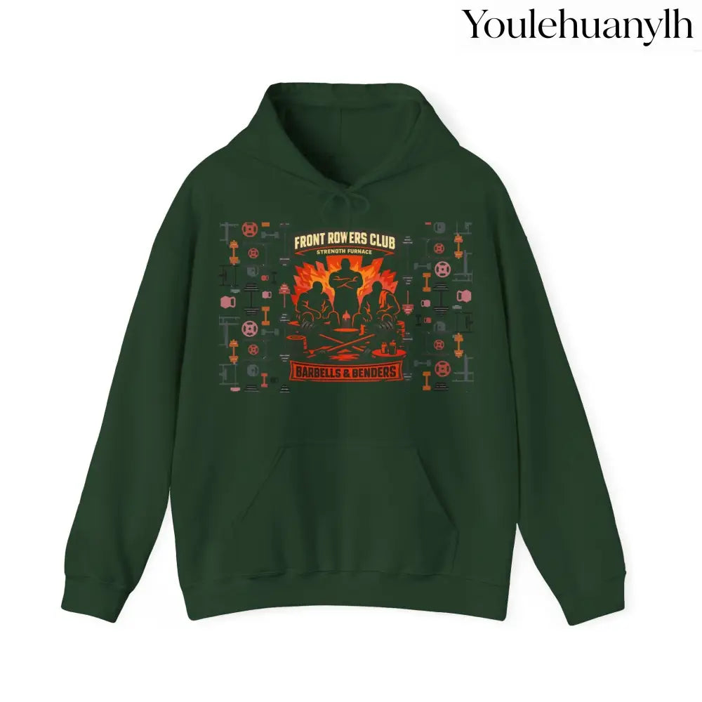 Hoodie, Front Row Social Club Graphic Pullover - Forest Green / S - Hoodie