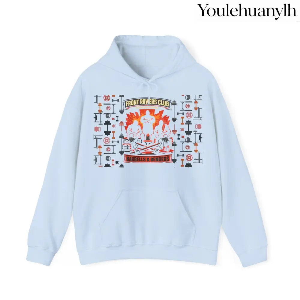 Hoodie, Front Row Social Club Graphic Pullover - Light Blue / S - Hoodie