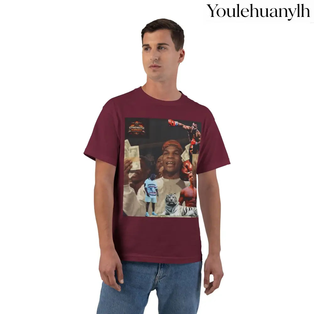 Iron Mike | King of the Jungle - Oversized Tee - Maroon / S - T-Shirt