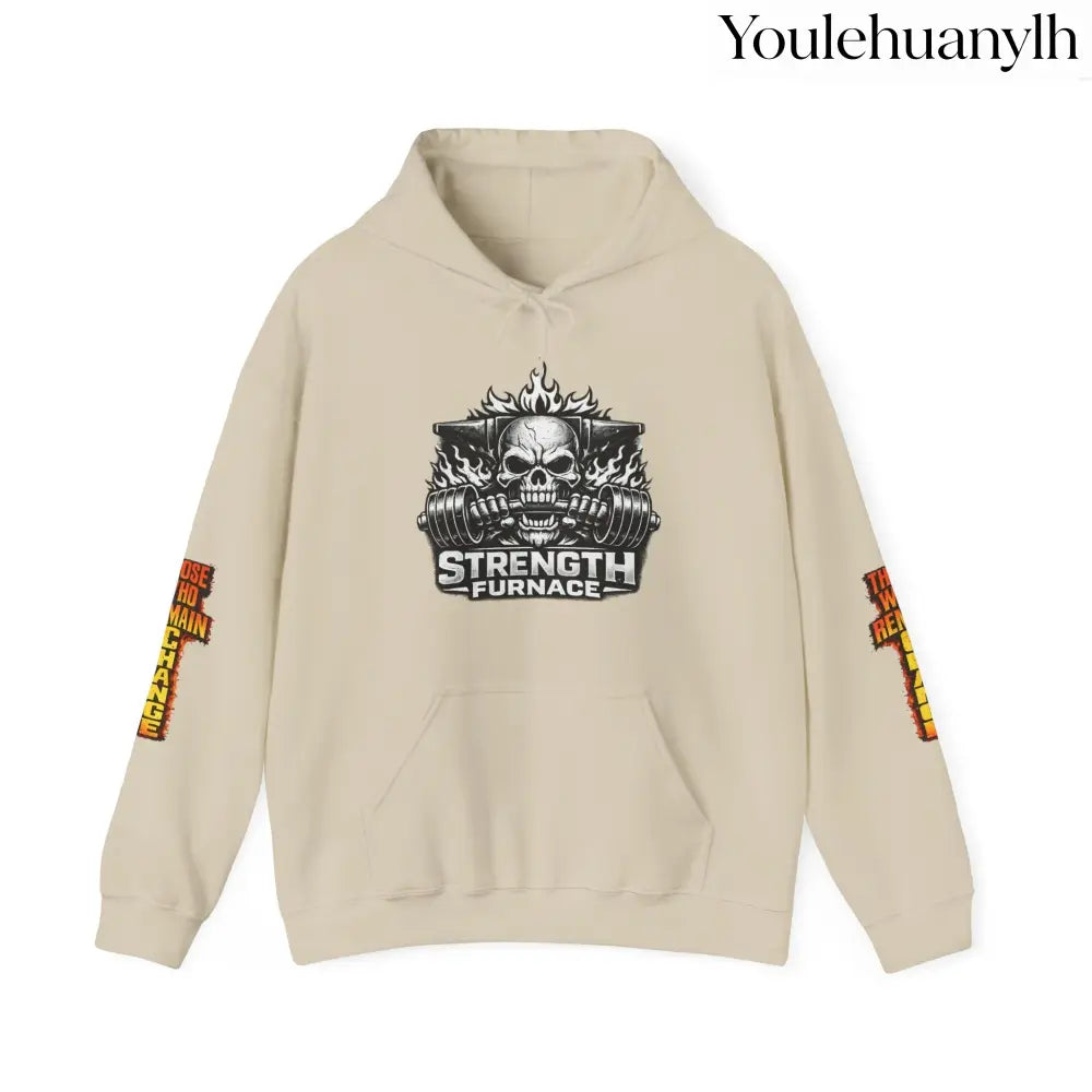 Strength Furnace Deadlift Hoodie, ’Deadlift or Die’ Weightlifting Gym Sweatshirt - Sand / S - Hoodie