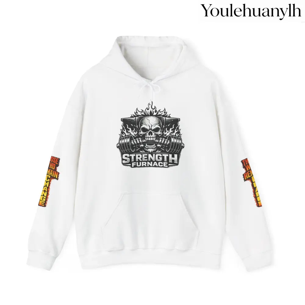 Strength Furnace Deadlift Hoodie, ’Deadlift or Die’ Weightlifting Gym Sweatshirt - White / S - Hoodie