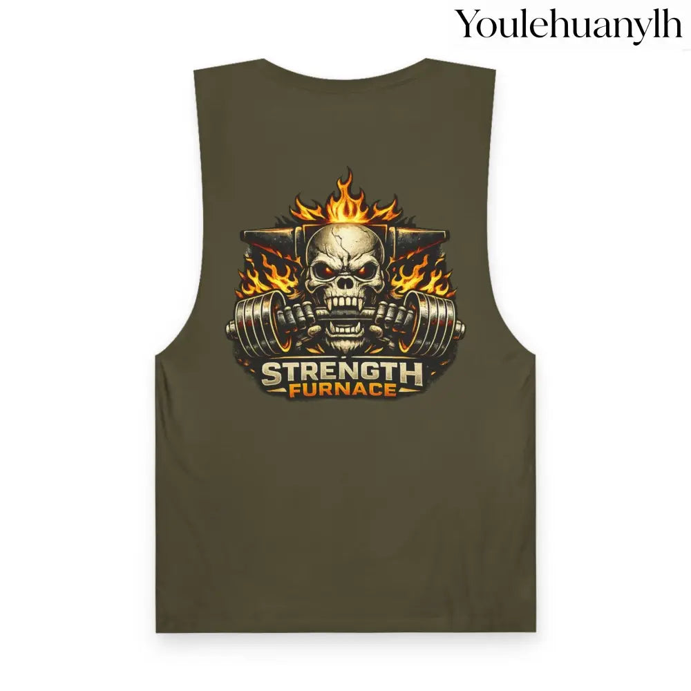 Strength Furnace ’We Lifting 100G’ Gym Tank Top, Skull & Barbell Workout Shirt - Tank Top