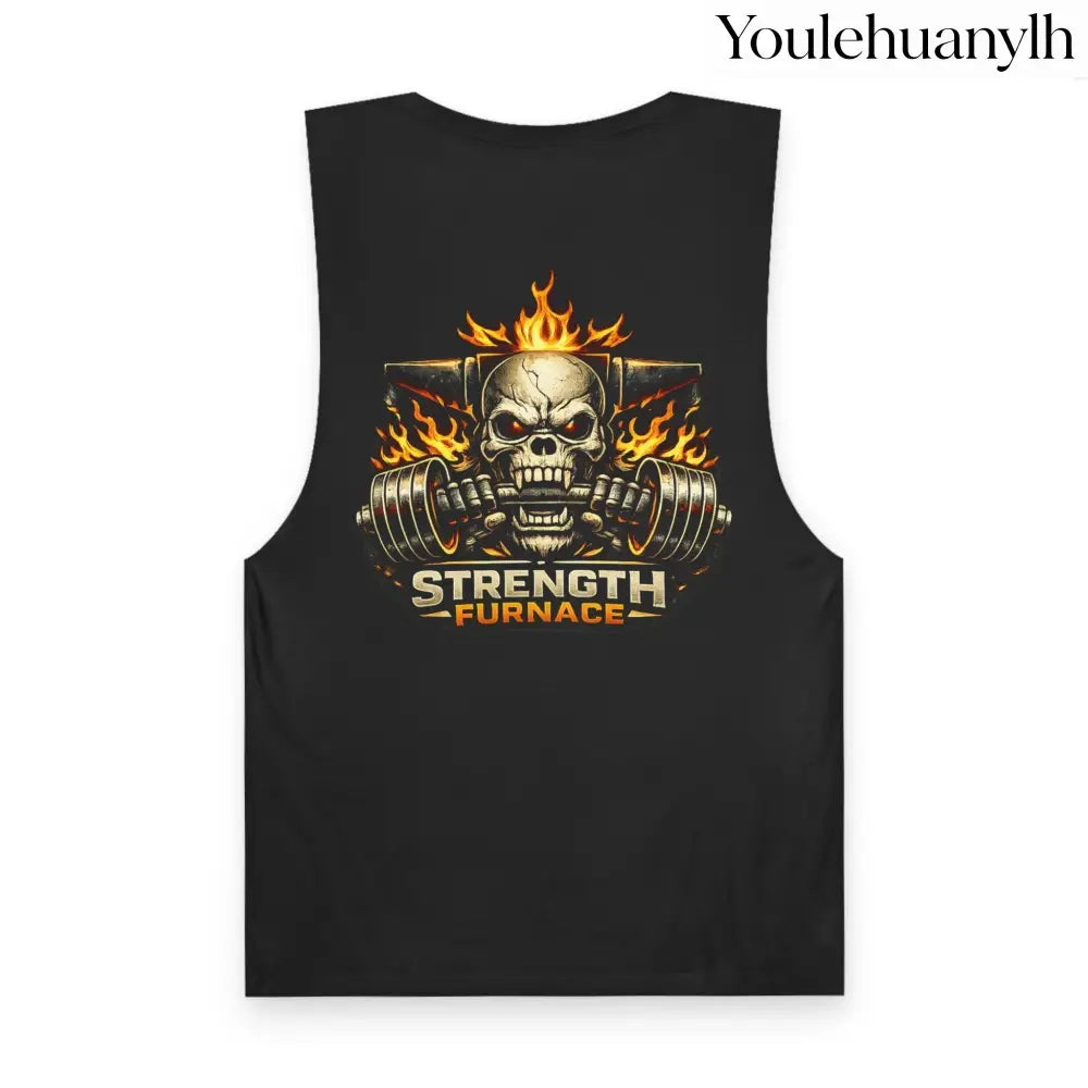 Strength Furnace ’We Lifting 100G’ Gym Tank Top, Skull & Barbell Workout Shirt - Tank Top
