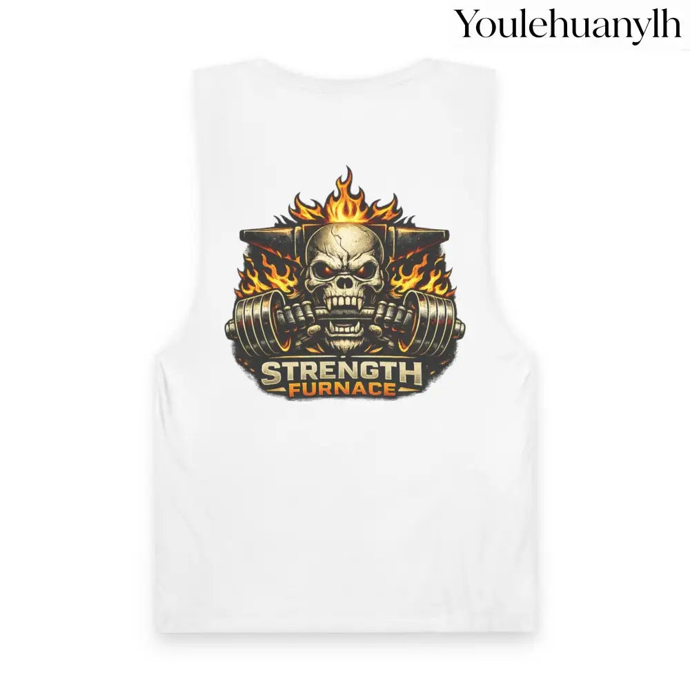 Strength Furnace ’We Lifting 100G’ Gym Tank Top, Skull & Barbell Workout Shirt - Tank Top