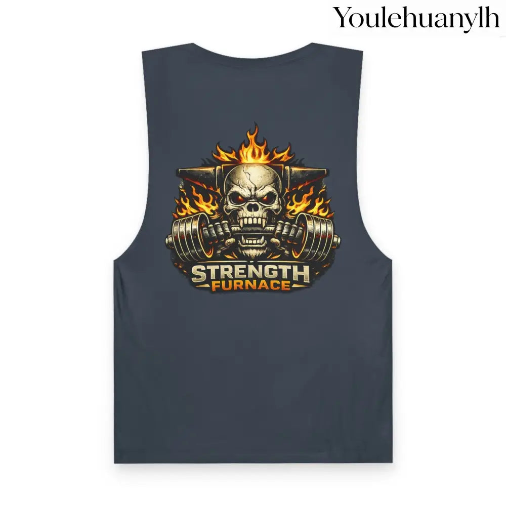 Strength Furnace ’We Lifting 100G’ Gym Tank Top, Skull & Barbell Workout Shirt - Tank Top
