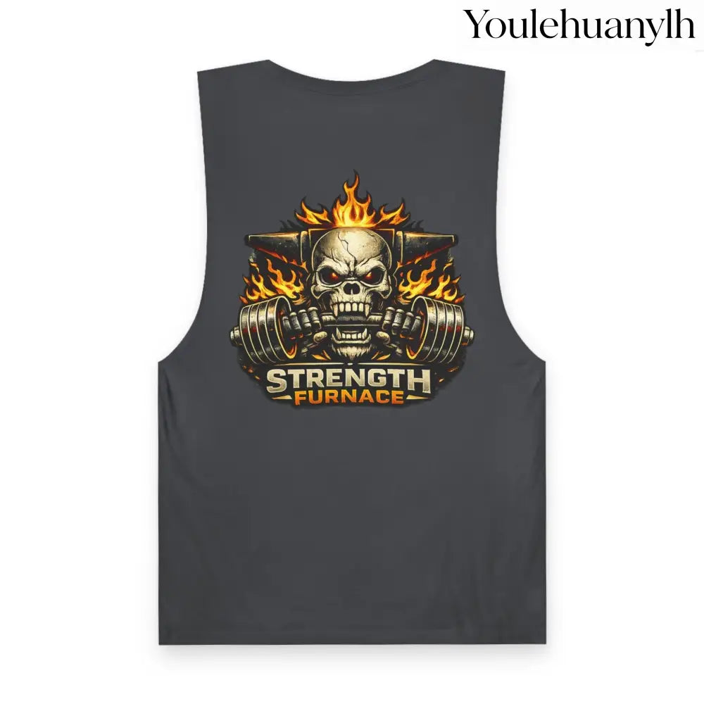 Strength Furnace ’We Lifting 100G’ Gym Tank Top, Skull & Barbell Workout Shirt - Tank Top