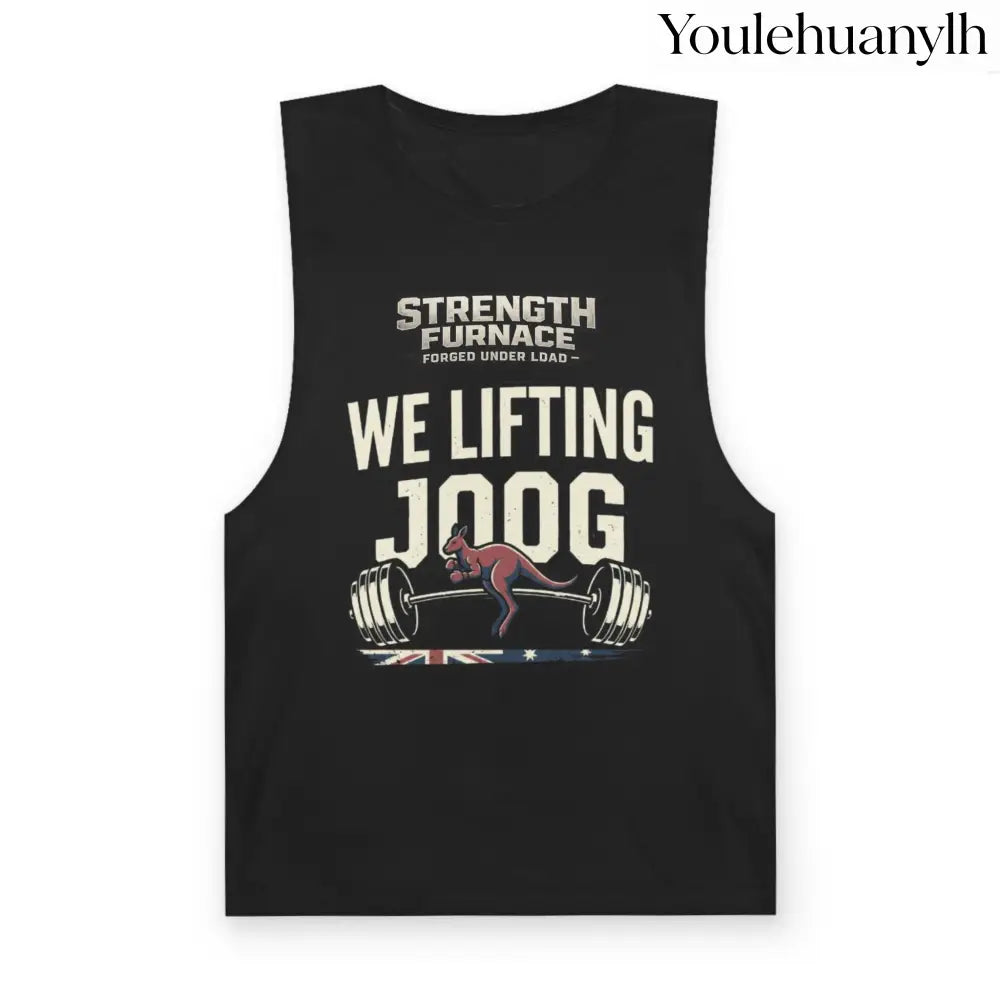Strength Furnace ’We Lifting 100G’ Gym Tank Top, Skull & Barbell Workout Shirt - Black / XS - Tank Top