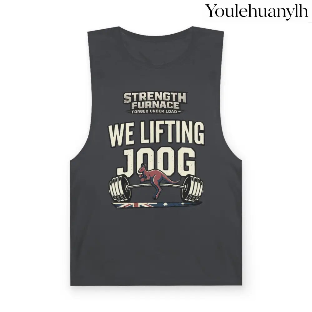Strength Furnace ’We Lifting 100G’ Gym Tank Top, Skull & Barbell Workout Shirt - Coal / XS - Tank Top