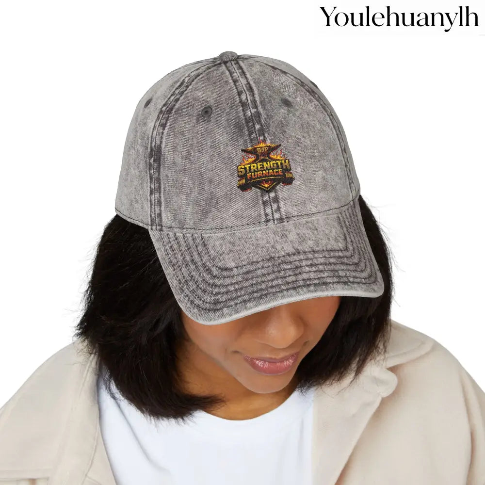 Vintage Embroidered Cap - One size / Charcoal Grey - Hats
