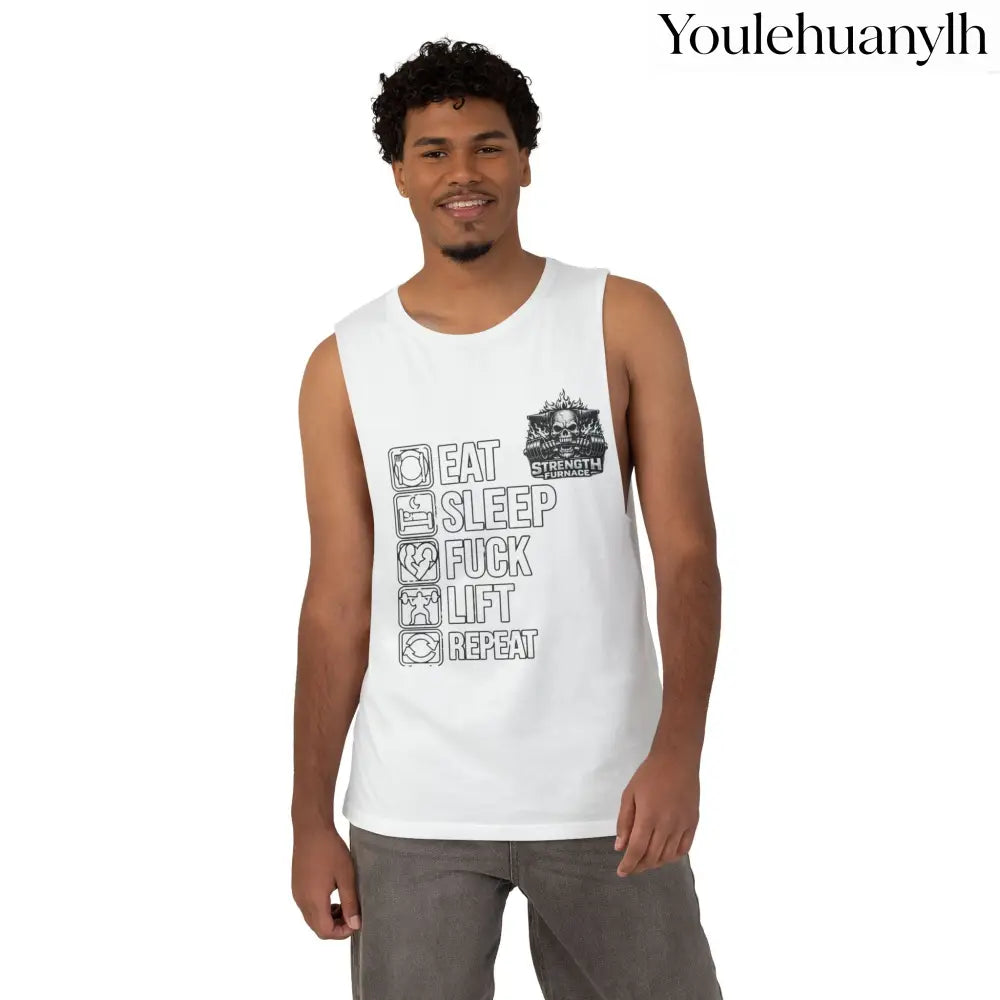 Workout Tank Top, ’Eat Sleep Fuck Lift Repeat’ Gym Muscle Tee - Tank Top