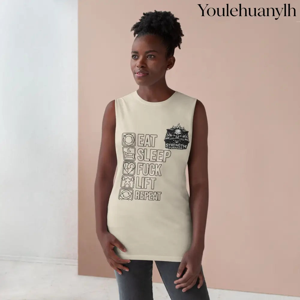Workout Tank Top, ’Eat Sleep Fuck Lift Repeat’ Gym Muscle Tee - Tank Top